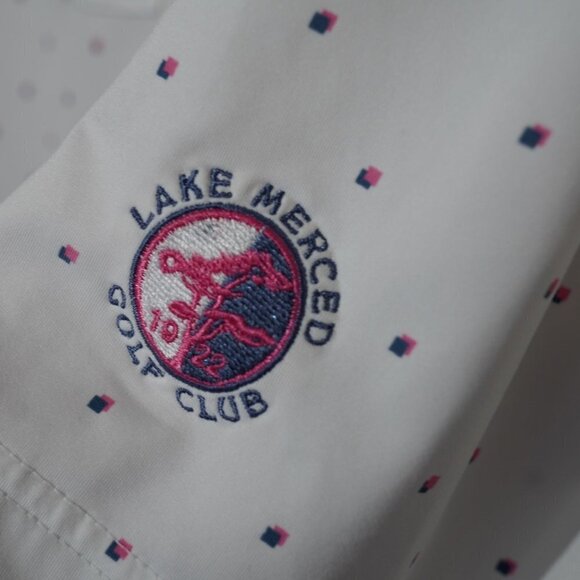 FootJoy Men's Polo Shirt White Polka Dots Athletic Fit Sz‎ L - Picture 5 of 8